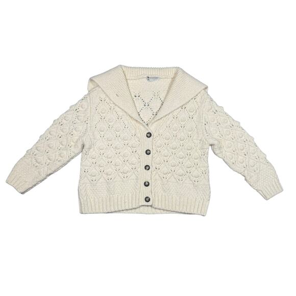 Zara Chunky Knit Sweater Button Front Cardigan Off White/Cream Womens Sz Medium - Picture 2 of 16